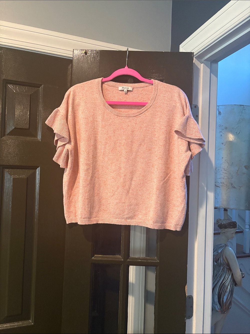 Pink Rose Blush Pink Ruffle Sleeve Knit Top